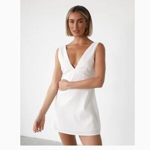 Charcoal Clothing White Linen Dress